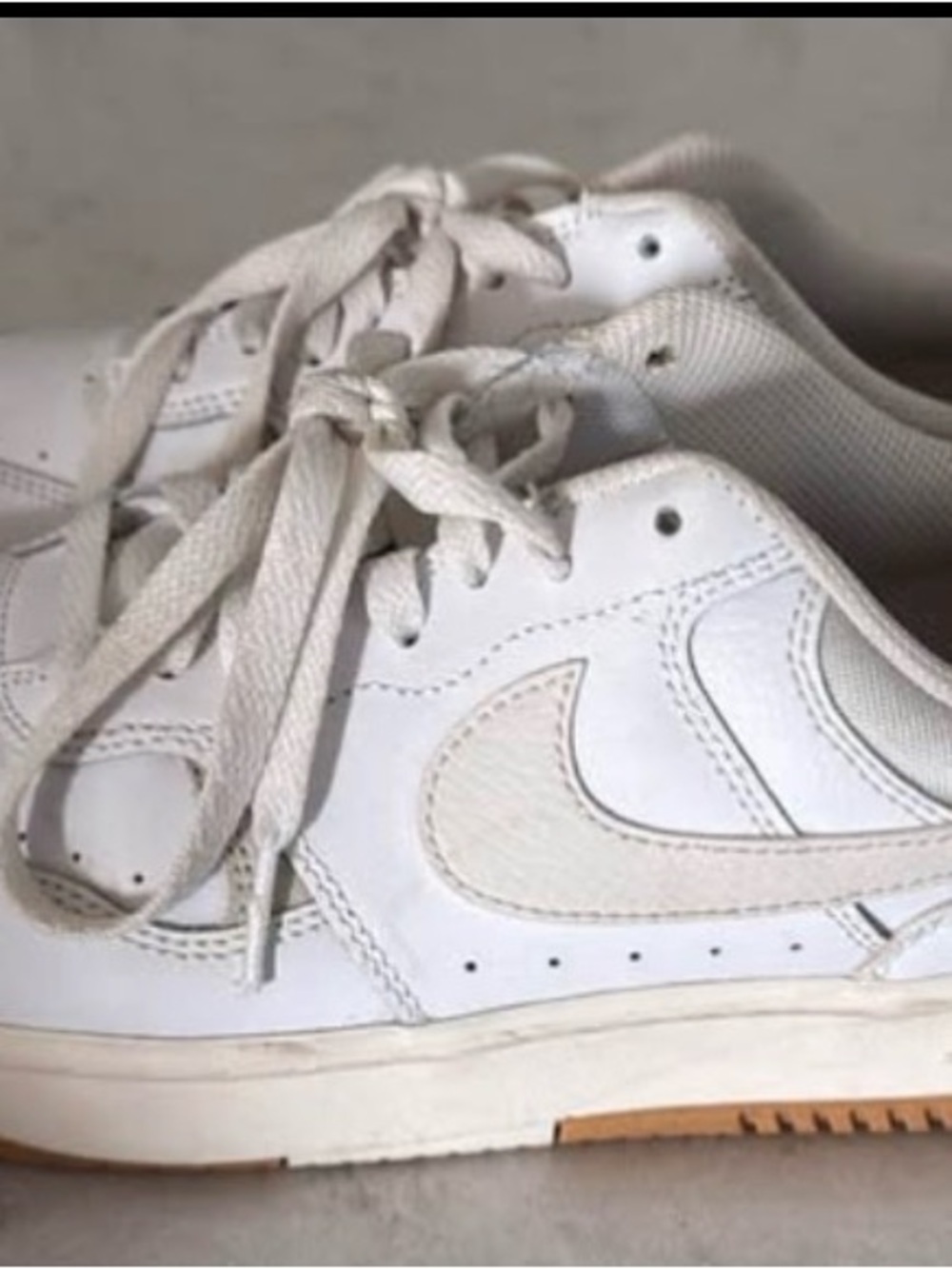 Nike Women’s White and Gum-Accent Low-Top Sneakers